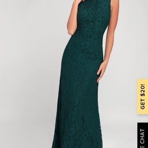 Floor length keyhole back lace dress
